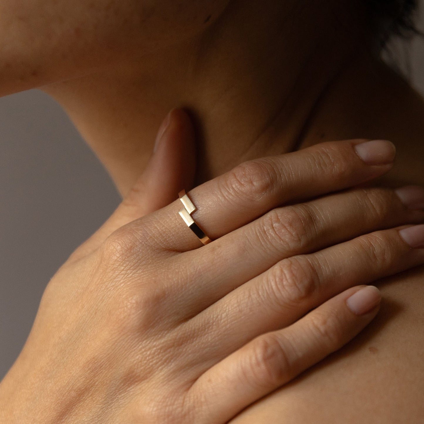 OCTAGONE DOUBLE RING_18K-YELLOW