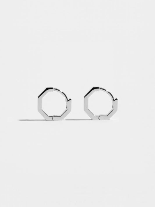 Boucles d'oreilles octogonales 10_18K-Blanc - Paire