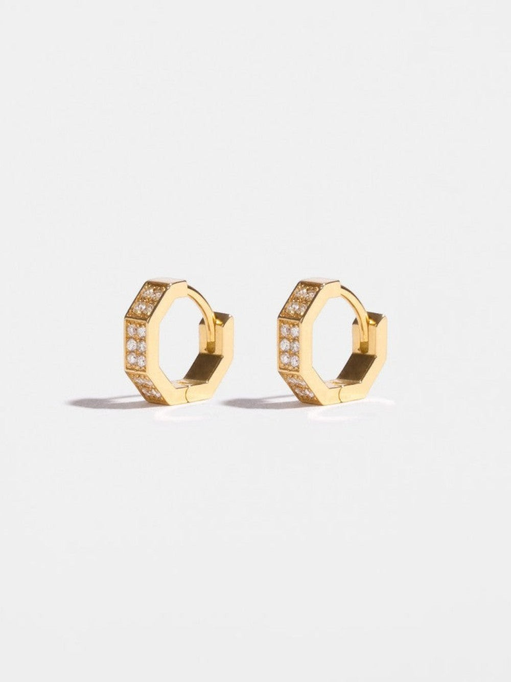 OCTAGONE EARRINGS 10_18K-YELLOW _WITH DIAMOND - PAIR