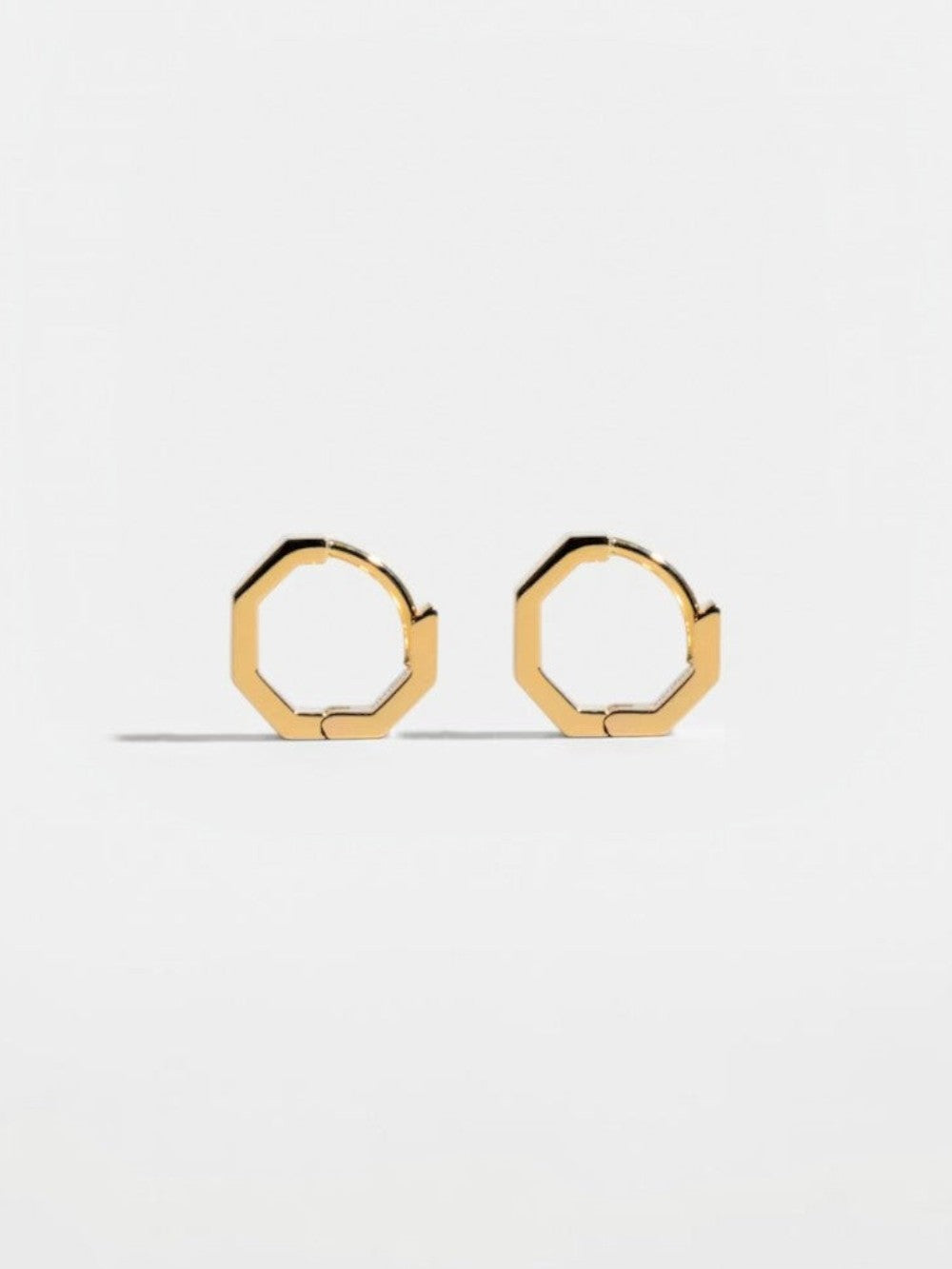 OCTAGONE EARRINGS 10_18K-YELLOW _WITH DIAMOND - PAIR